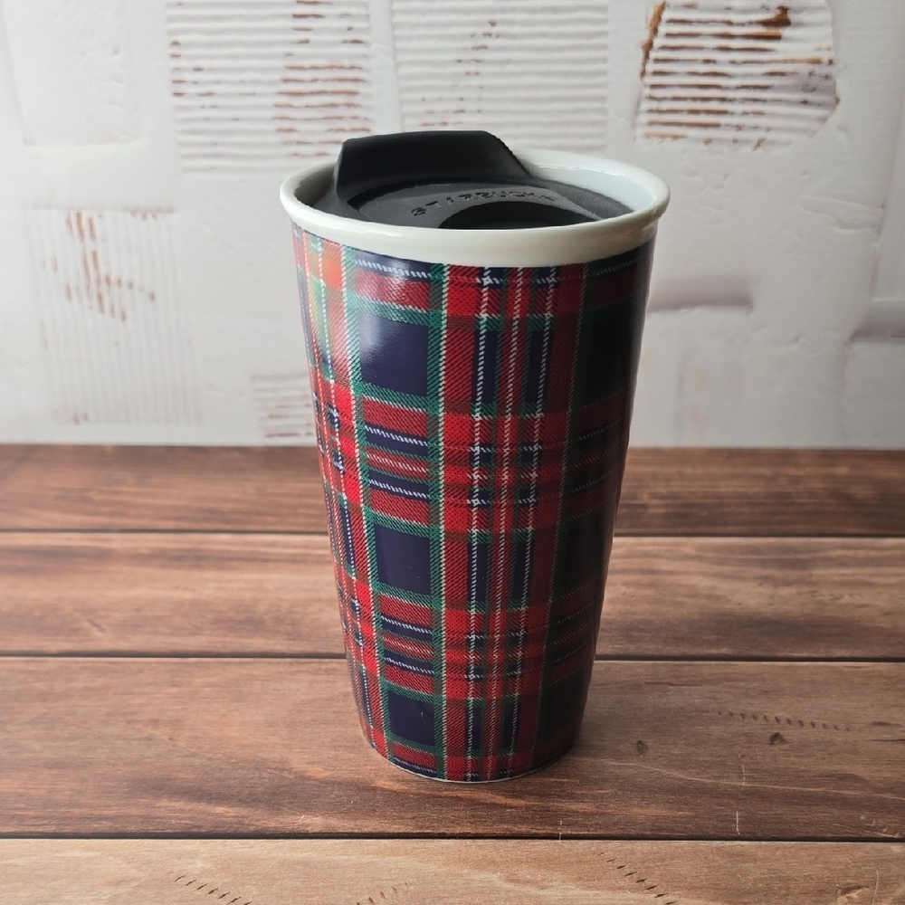STARBUCKS Plaid Travel Mug with Lid